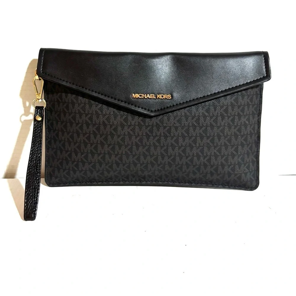 Michael Kors unisex Black Wristlet Clutch portfolio envelope